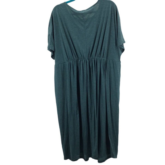 BLOOMCHIC 14-16 1x plus green jersey round neck short sleeve midi dress NWT  B24 - Picture 2 of 8